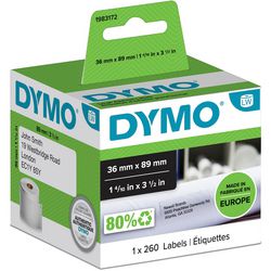 Dymo originele grote labelwriter adreslabels | 36 mm x 89 mm | 260 zelfklevende etiketten | zwarte afdruk op wit | geschikt voor de labelwriter labelprinters