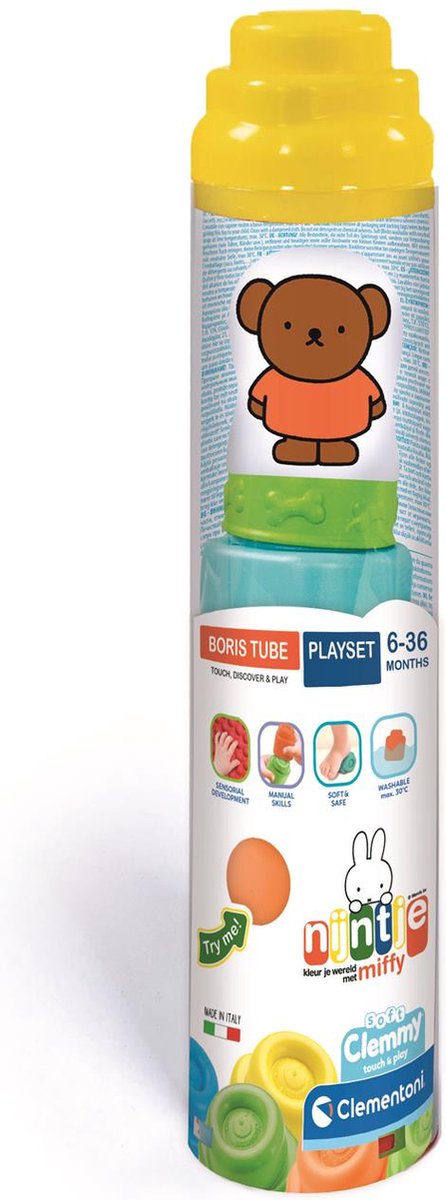 Clementoni baby - nijntje boris clemmy soft blokken in koker, 5dlg.