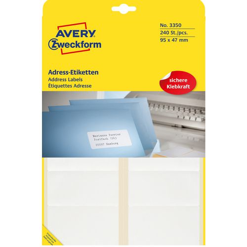 Adresetiketten avery wit 240 stuks