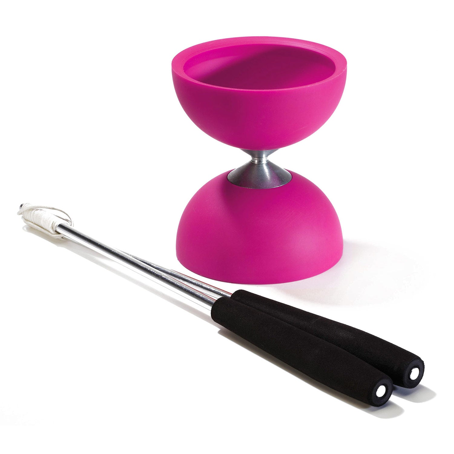 Eureka rubberen diabolo met aluminium stokken - roze