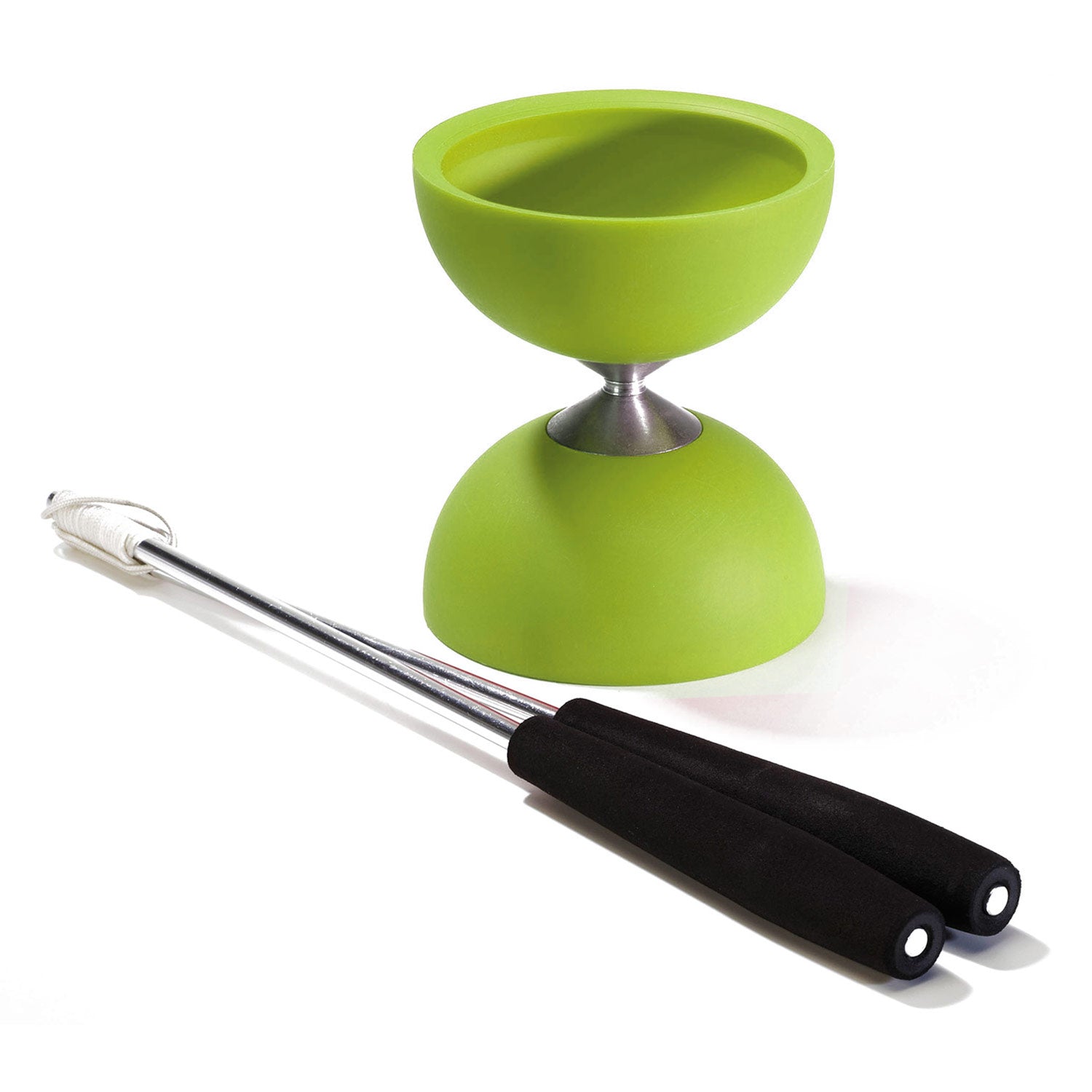 Eureka rubberen diabolo met aluminium stokken - groen