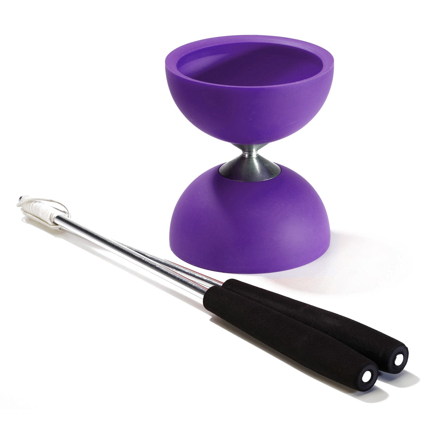 Eureka rubberen diabolo met aluminium stokken - paars