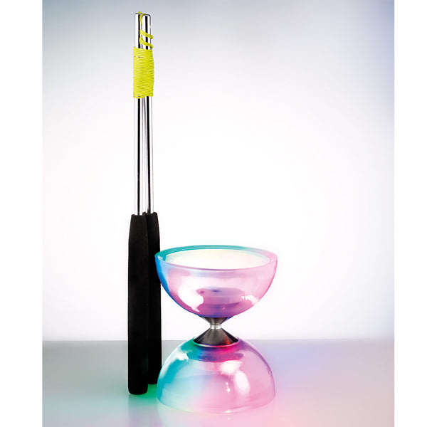 Eureka diabolo with LED lighting and aluminum sticks