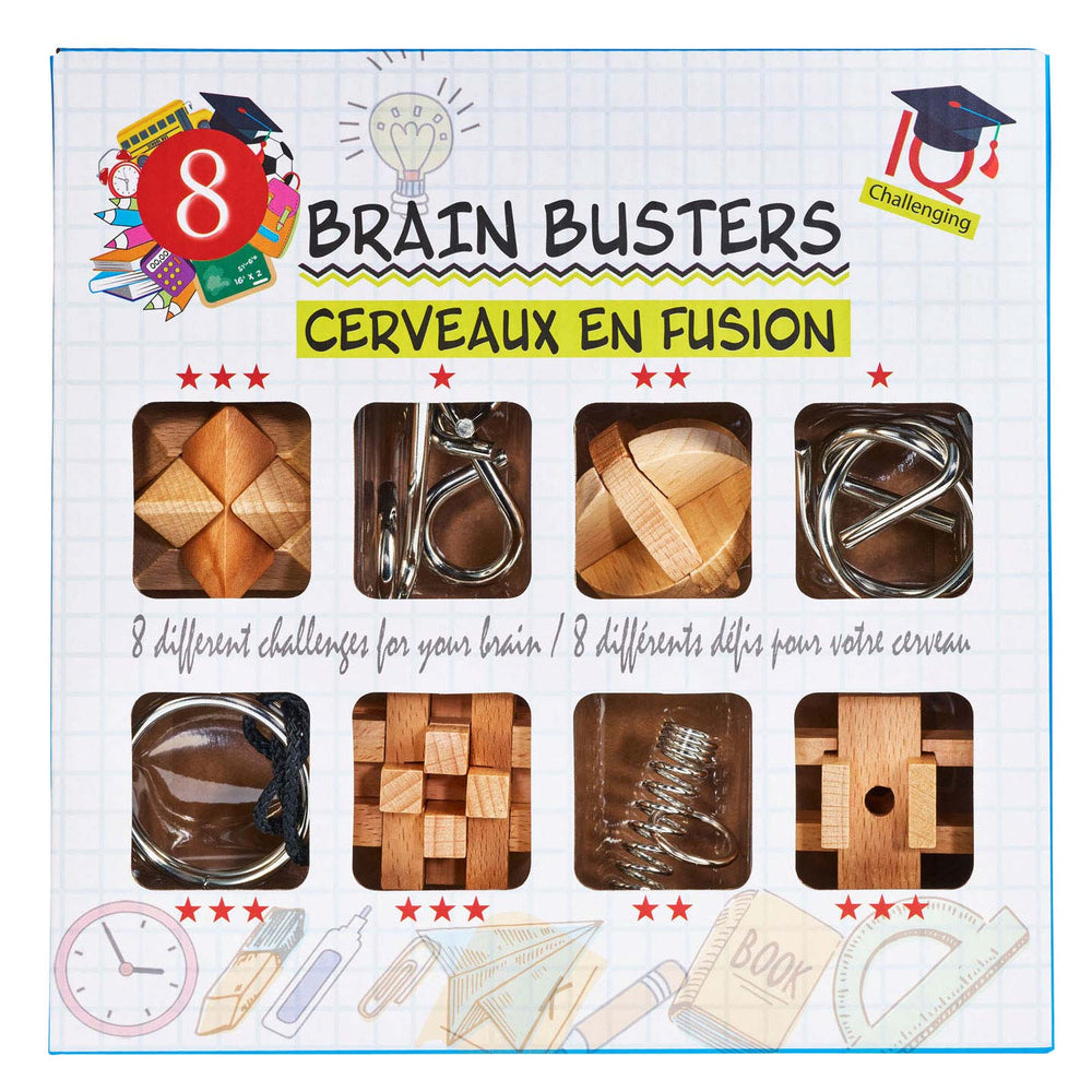 Eureka breinpuzzelset hout en metaal, 8st.