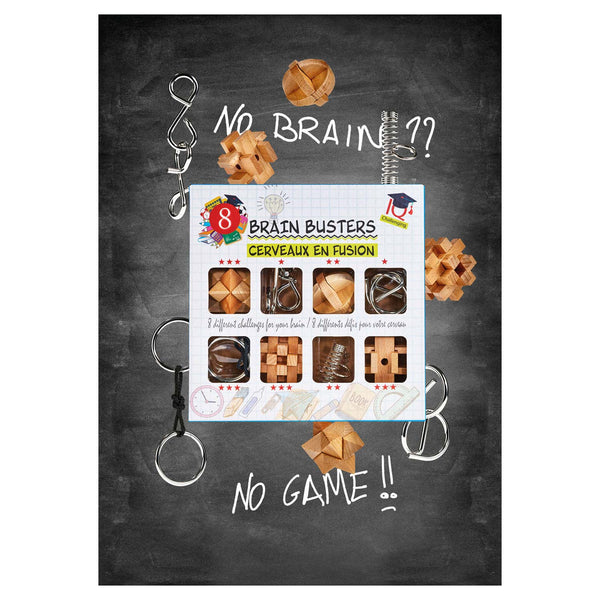 Eureka brain teaser puzzle set wood and metal, 8pc.