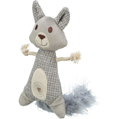 Trixie wasbeer xxl pluche stof met veer met kattenkruid