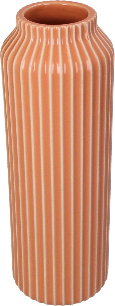Hd collection vaas stoneware oranje 9,5x9,5x26cm