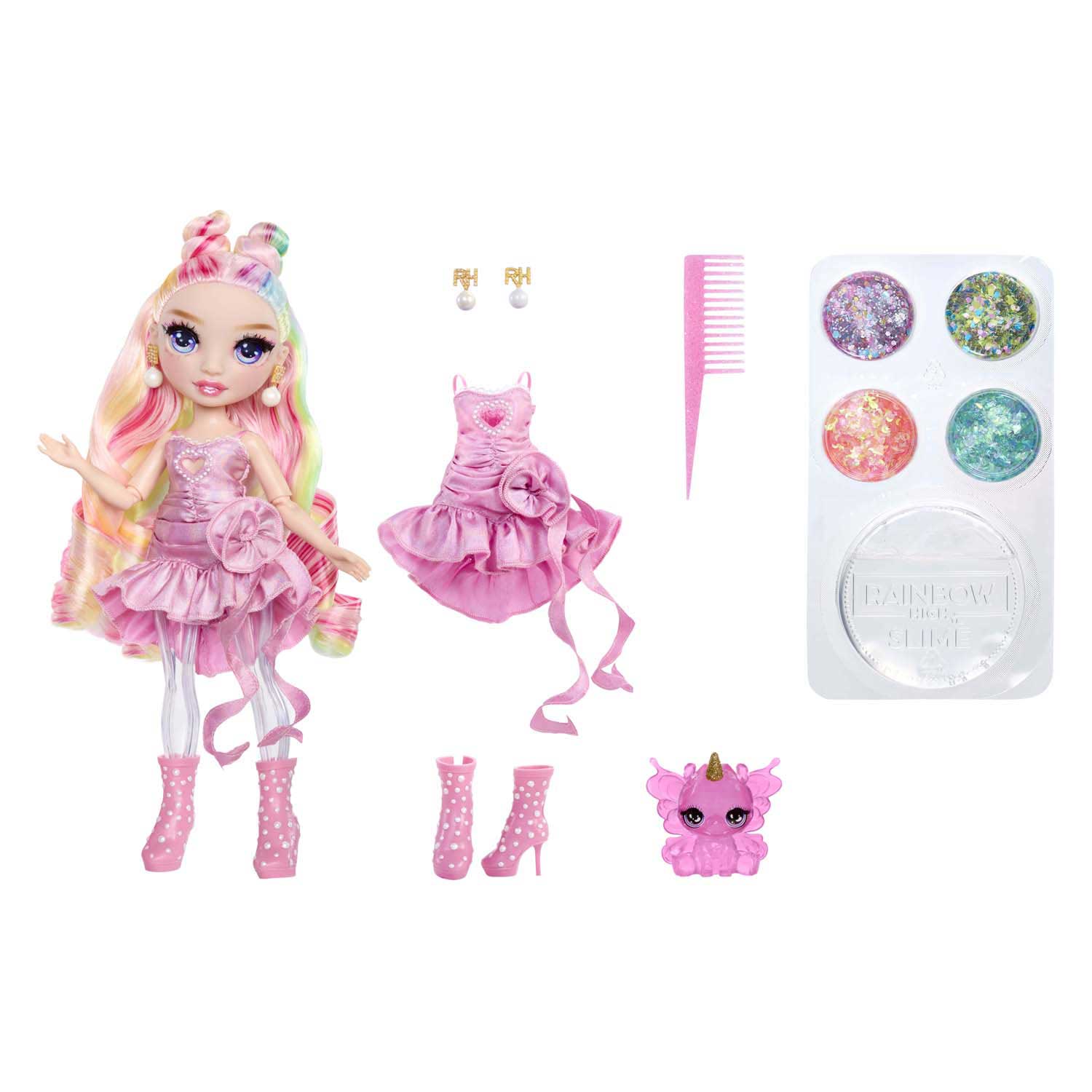 Rainbow high shimmers met slijm-modepop - bella (roze)