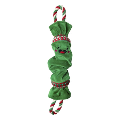 Happy pet top en staart touw kerstcracker groen