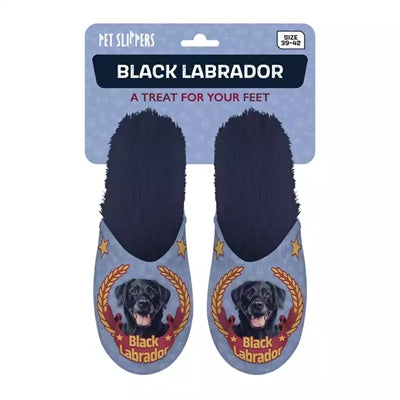 Pantoffel zwart labrador donkerblauw