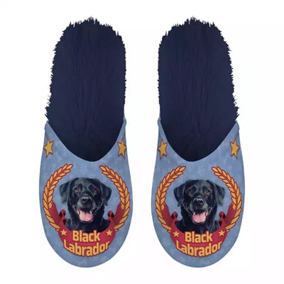 Pantoffel zwart labrador donkerblauw