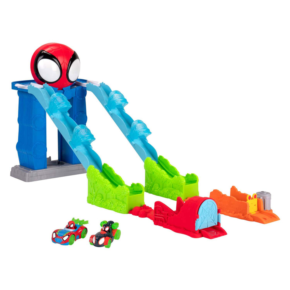 Jazwares spidey mega jump hoofdkwartier racebaan
