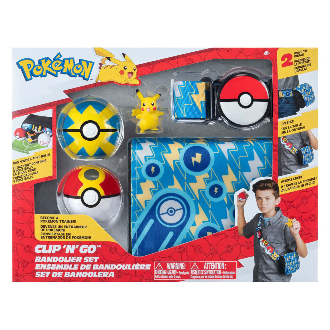 Jazwares pokémon bandolier set quick ball, repeat balll en pikachu riemtas