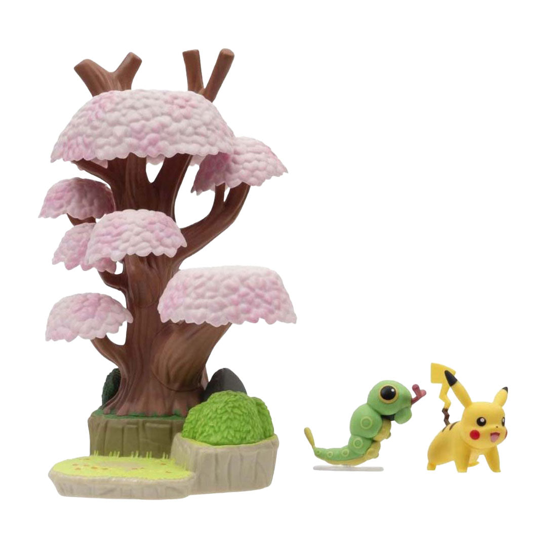 Jazwares pokémon environment figuren set - caterpie pikachu