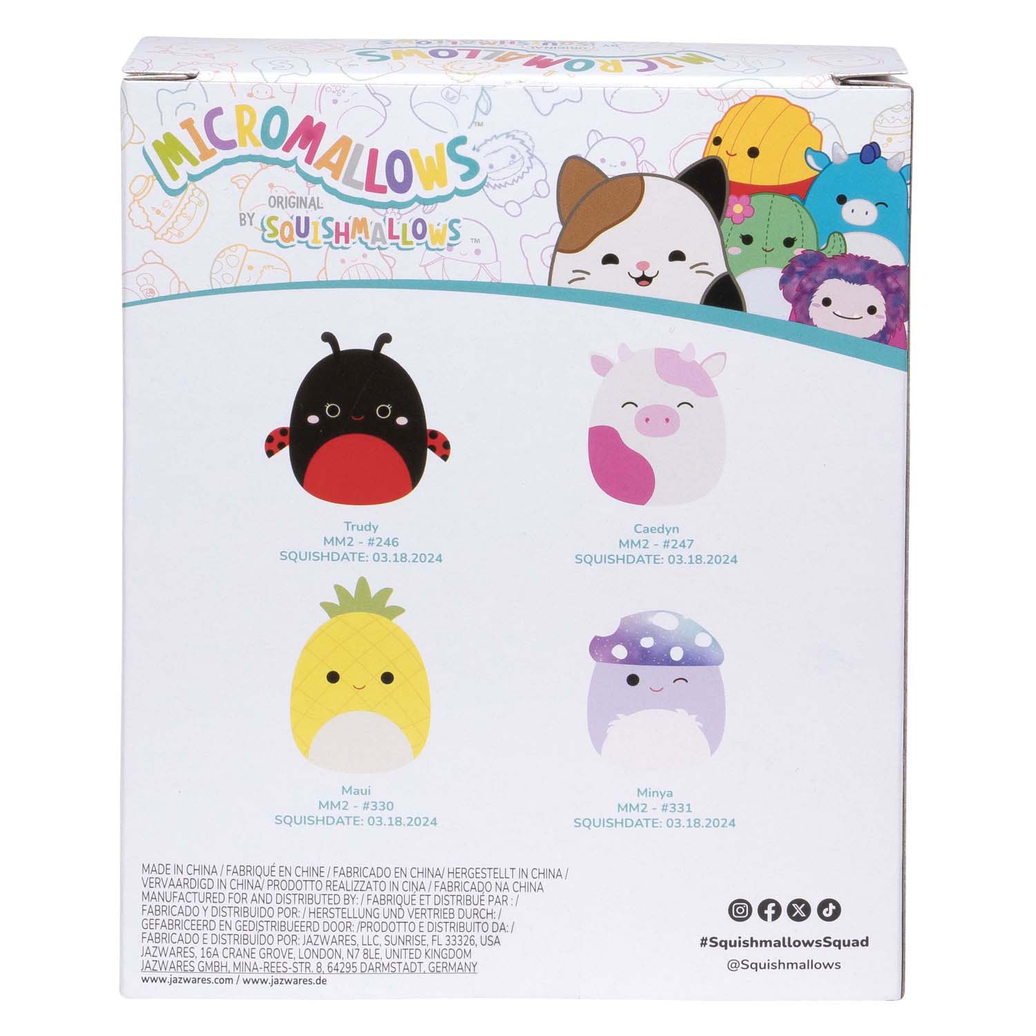 Squishmallows knuffel pluche micromallows - maui, trudy, caedyn, minya, 4-pack