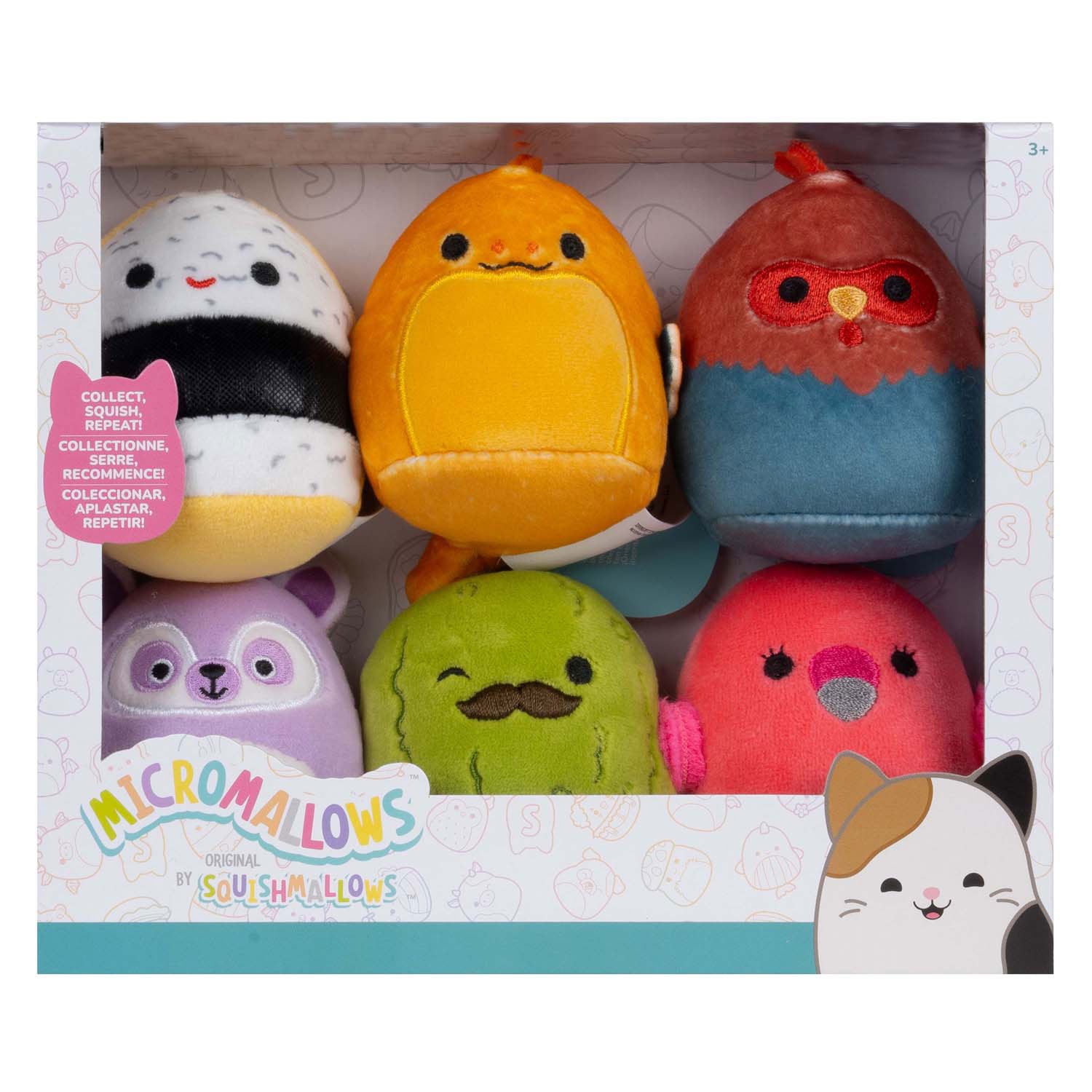 Squishmallows knuffel pluche micromallows - charles, onel, mo, cookie, reed, layla, 6-pack