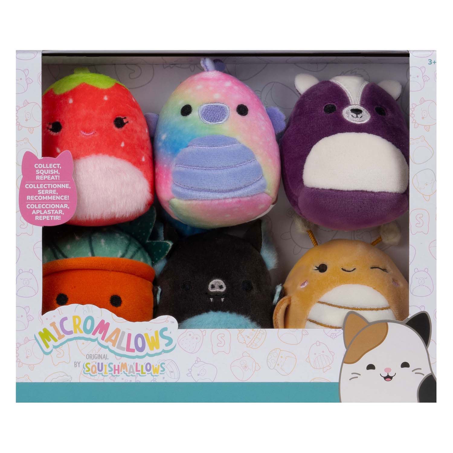 Squishmallows knuffel pluche micromallows - greer, sloan, emerald, oz, scarlet, ald, 6-pack