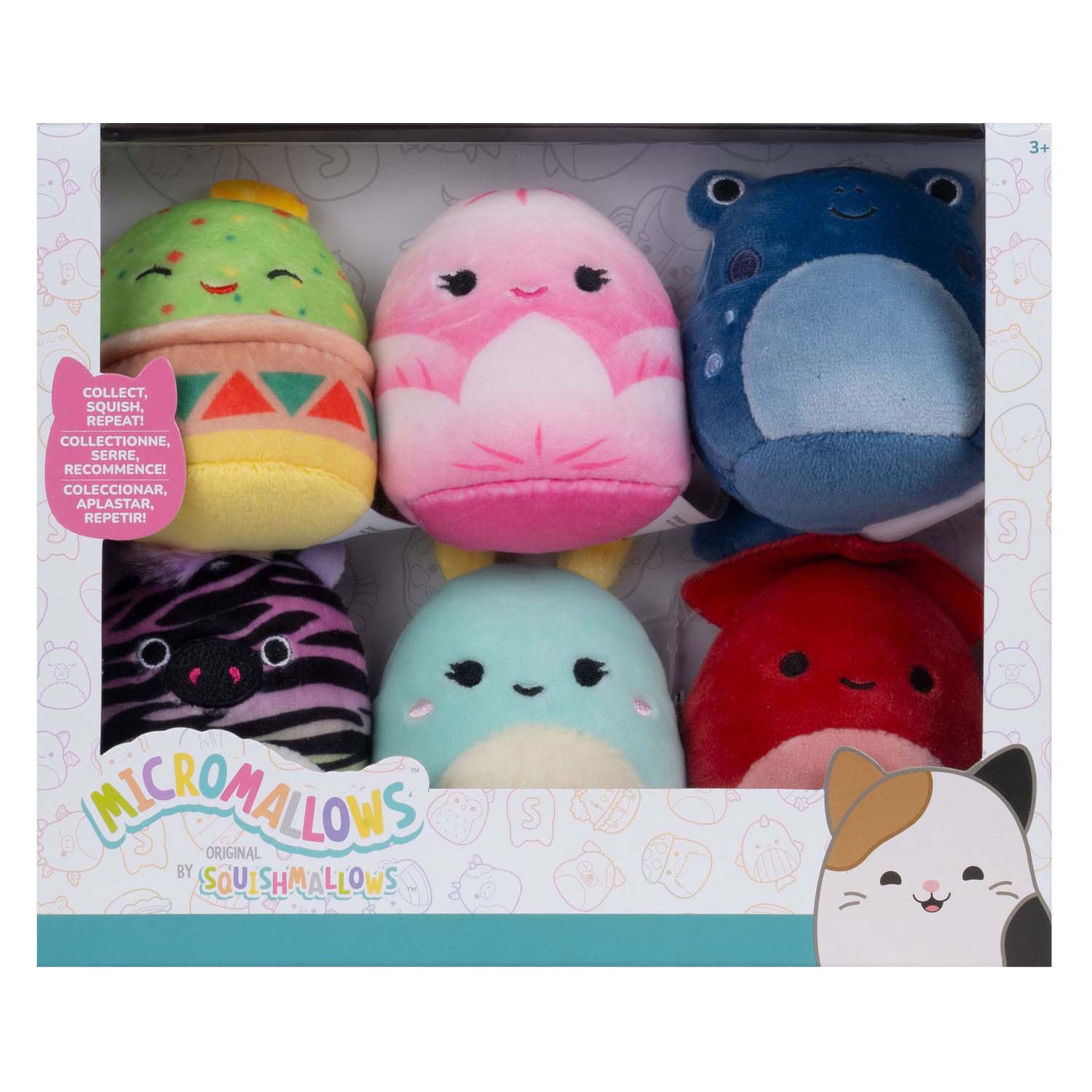 Squishmallows knuffel pluche micromallows - elin, altman, gideon, agnolo, safiyah, connie, 6-pack