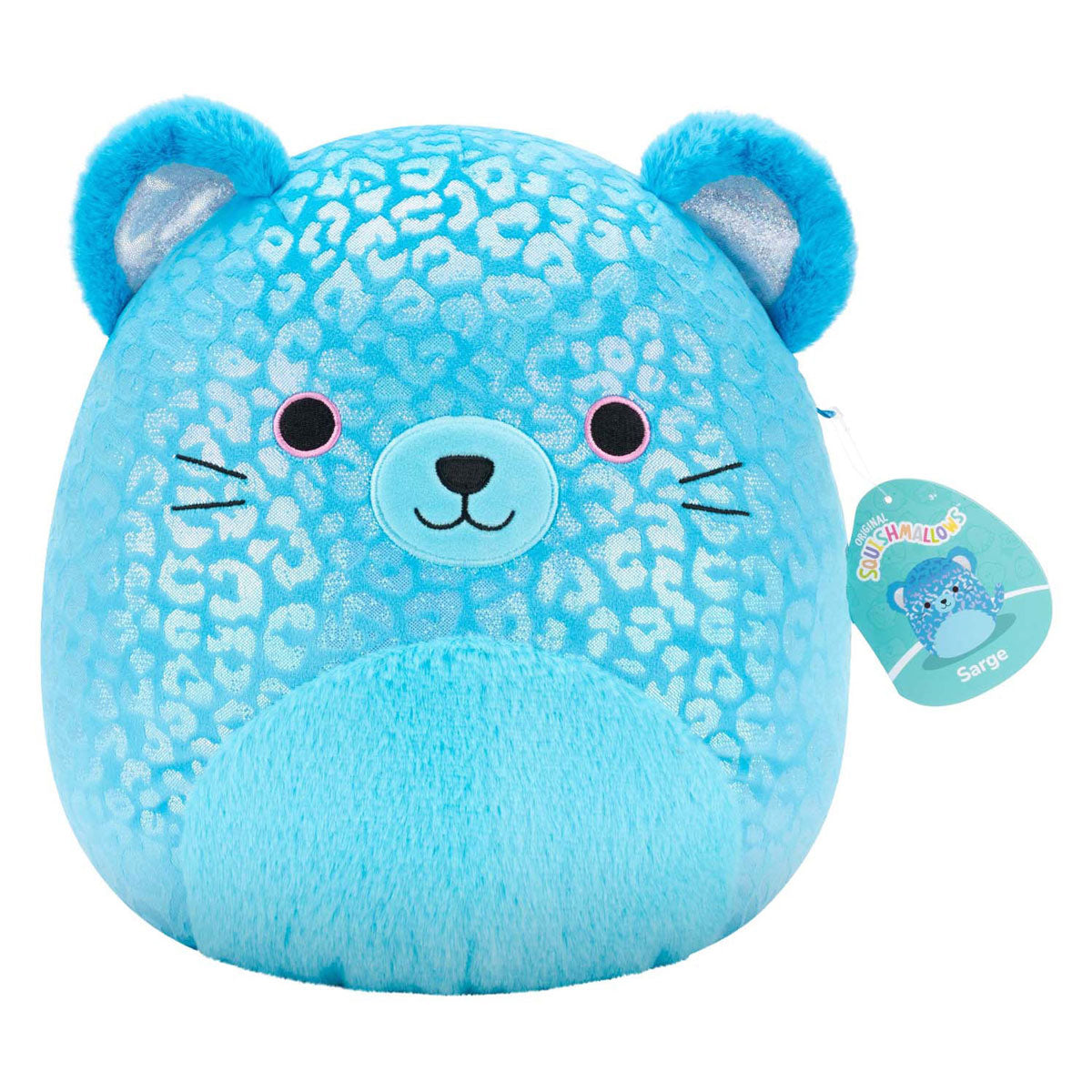 Squishmallows knuffel pluche - blauwe jaguar, 30cm