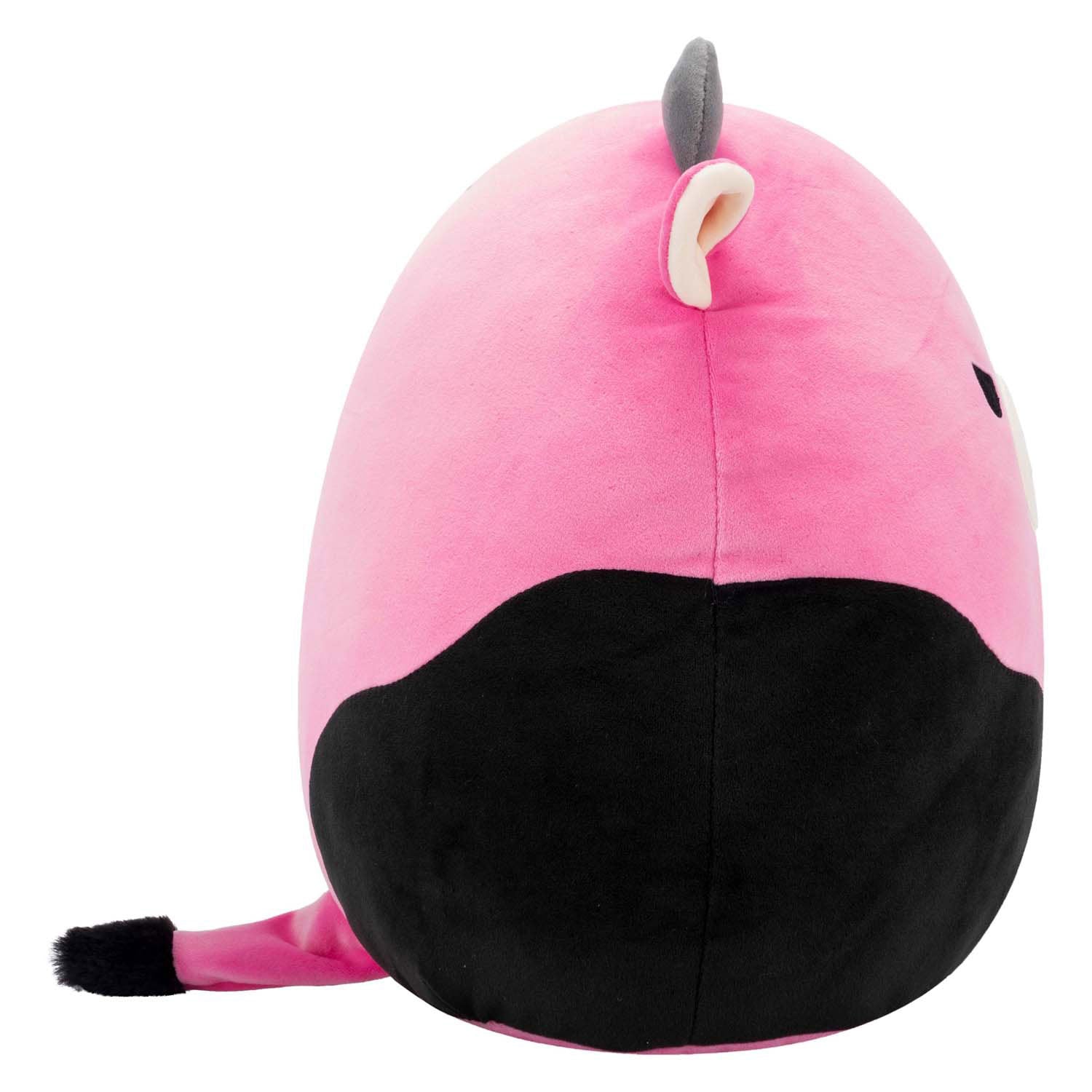 Squishmallows knuffel pluche - zwarte en roze koe, 30cm