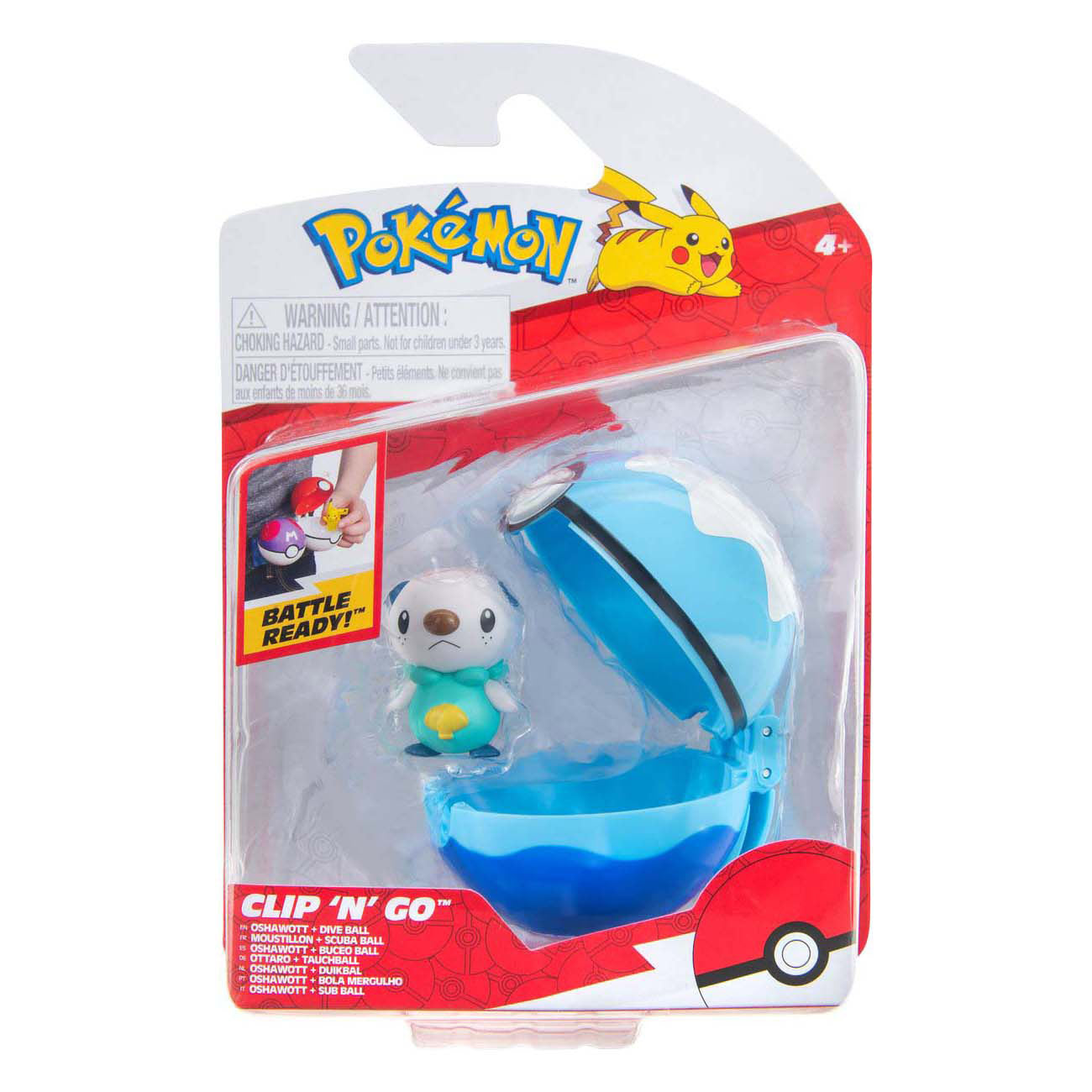 Jazwares pokémon clip 'n' go oshawott dive ball