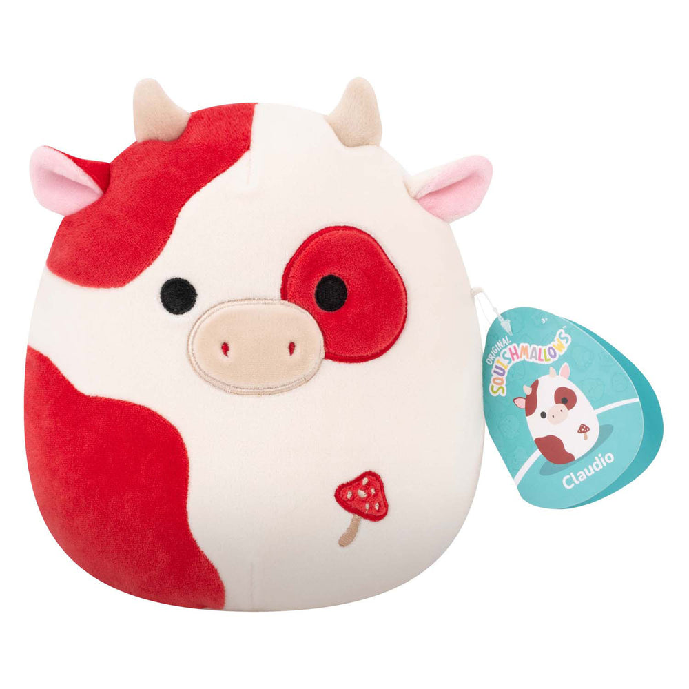 Jazwares squishmallows knuffel pluche - claudio the red mushroom cow - 19cm