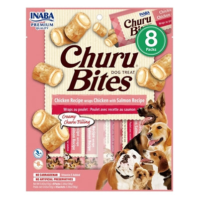 Inaba Dog Churu Bites recept voor kip wraps met kip en zalm