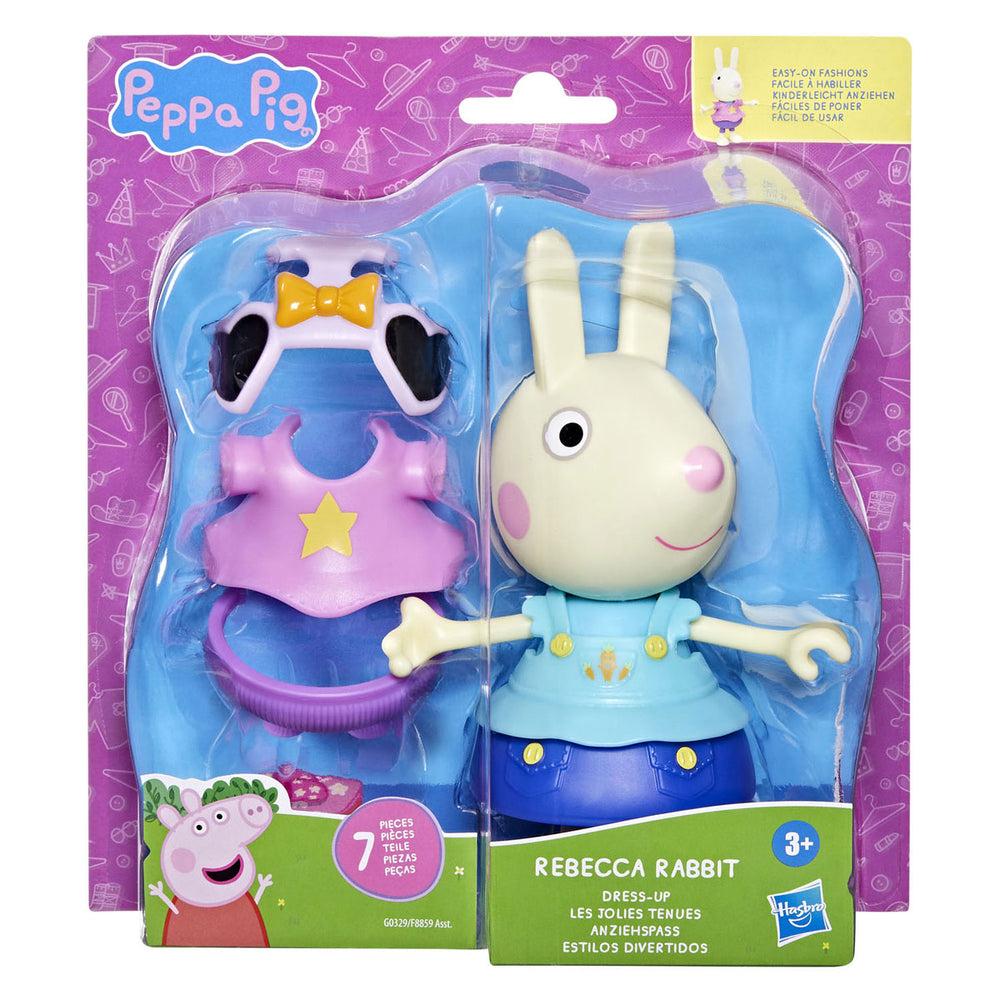 Hasbro peppa pig-speelgoed kelly konijn-aankleedfiguur van 15 cm, met 6 modeaccessoires, peuterspeelgoed, 3+