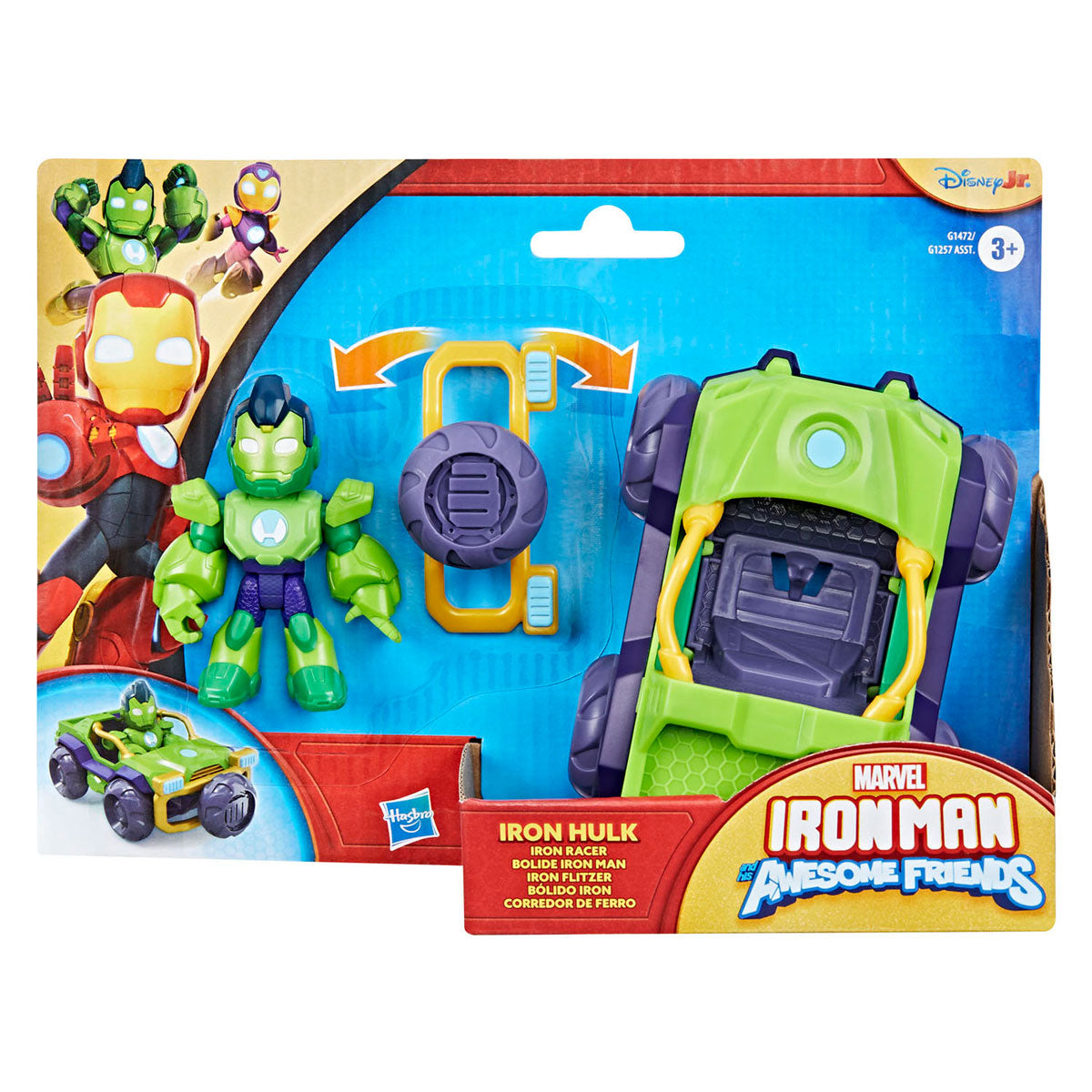 Hasbro marvel iron man and his awesome friends iron hulk, actiefiguur en speelgoedvoertuig, leeftijd 3+