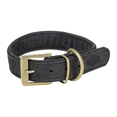 Trixie halsband hond pure leer zwart