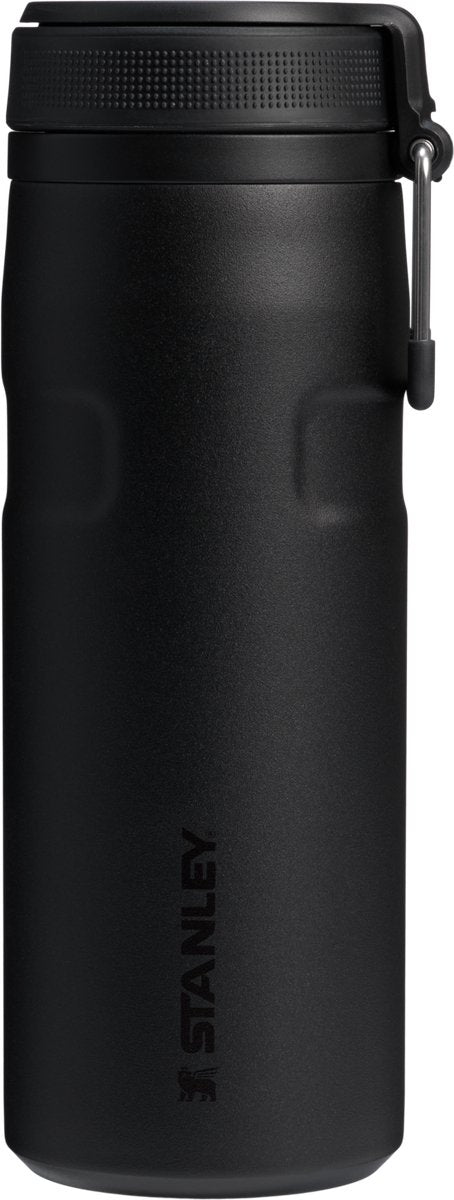 Stanley twist flip 2.0 waterfles met draaidop met springveer 0.47l - 10 uur koud - 2 dagen koud met ijs - roestvrijstalen drinkfles - bpa vrij - lekvrij - vaatwasserbestendig - black