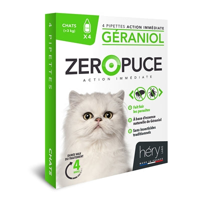 Hery zeropuce vlooiendruppels kat geraniol zonder chemicalien