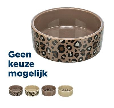 Trixie voerbak drinkbak leo kat keramiek panterprint assorti