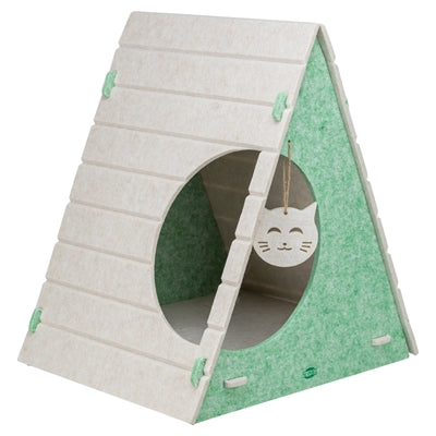 Trixie kattenmand speelbox lucy driehoekig vilt zand groen
