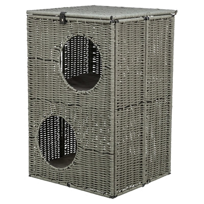 Trixie kattenmand amalia hoekig polyrattan grijs
