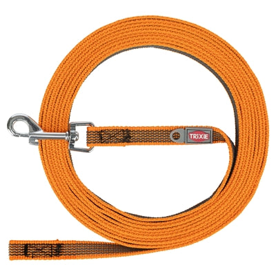 Trixie sleeplijn met rubber bekleed zonder handlus oranje