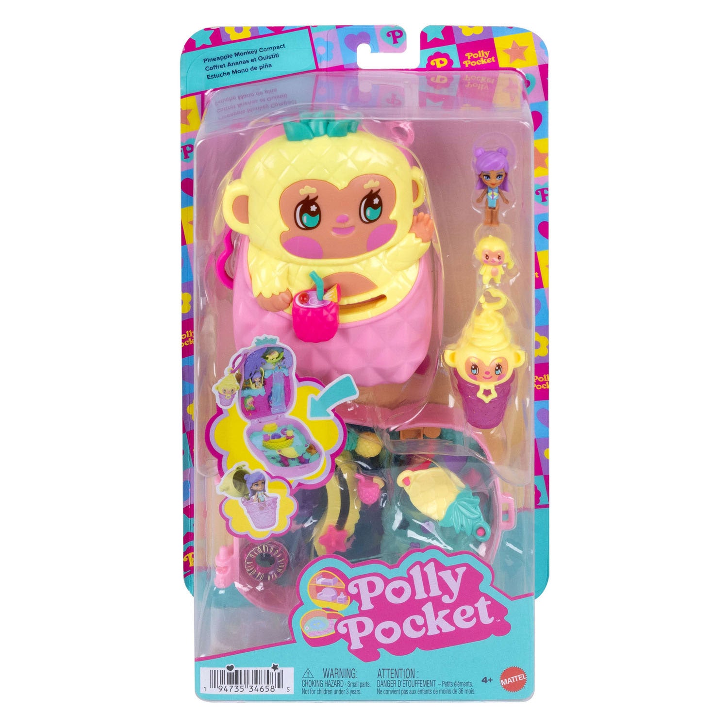 Polly pocket compact speelset ananas en aapje