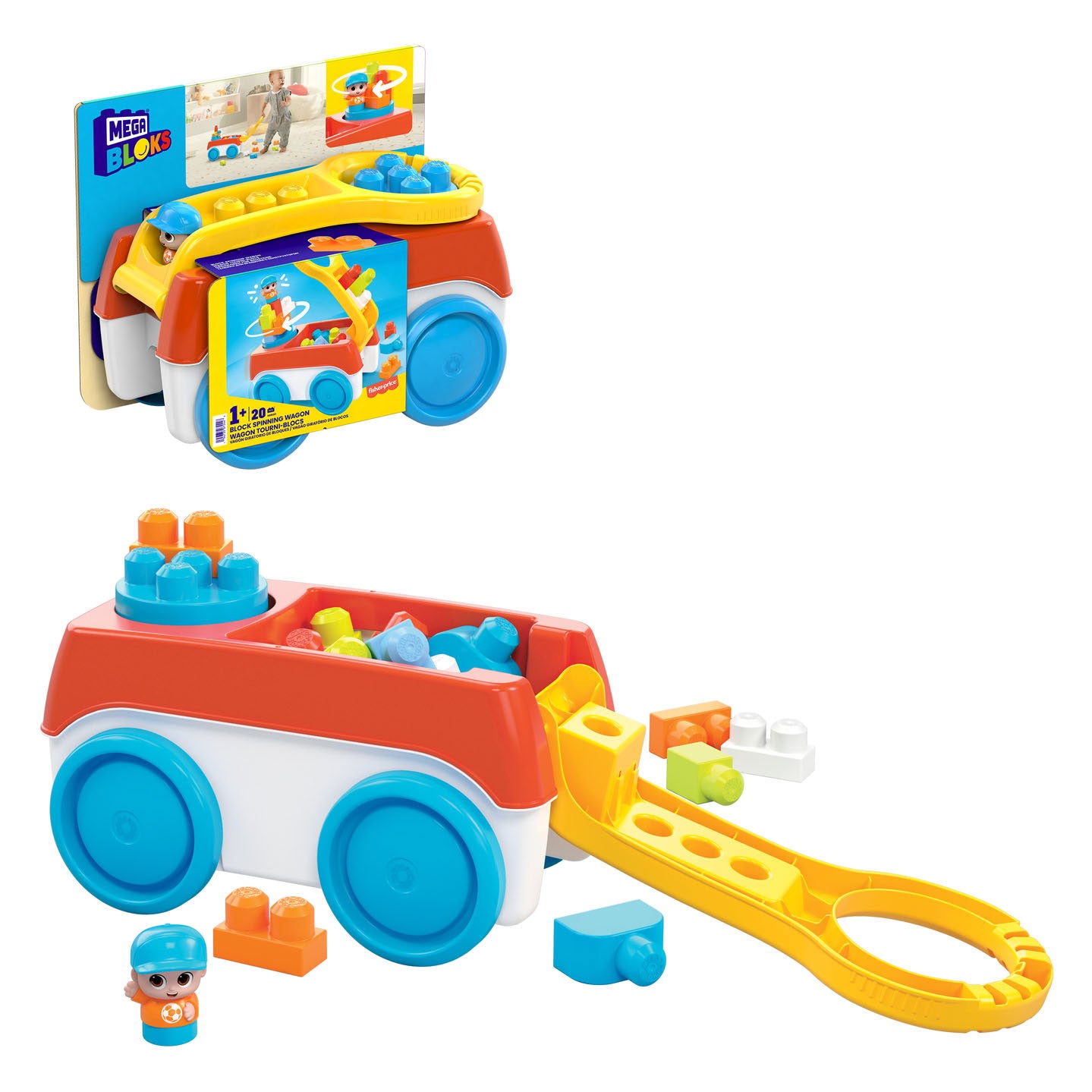 Mega Bloks - Blokken draaien Bolderkar met Bouwblokken