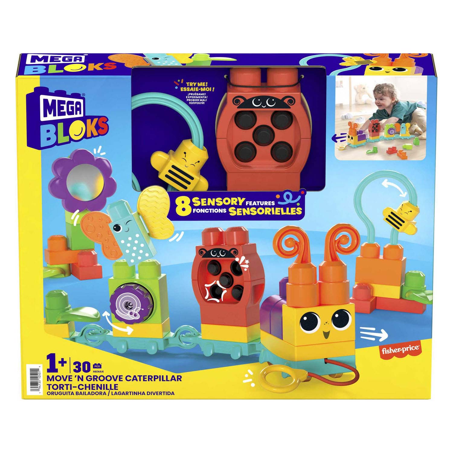 Mega Bloks Move'N Groove Caterpillar Bouwset, 30dlg.