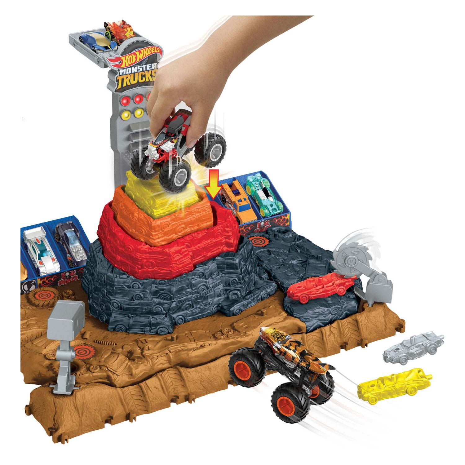 Mattel hot wheels arena smashers main event bone shaker's ultimate crush yard