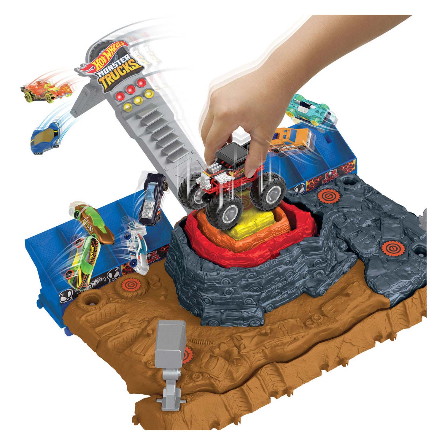 Mattel hot wheels arena smashers main event bone shaker's ultimate crush yard