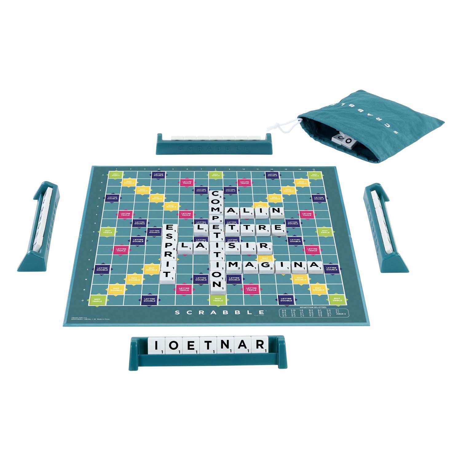 Mattel games scrabble together - bordspel - 2 jeux en 1 - franstlig