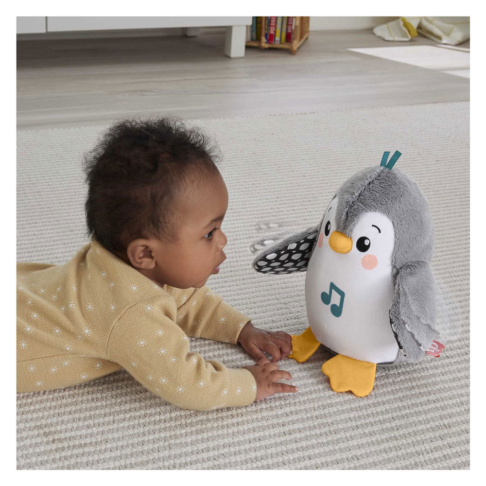Fisher-price flap wobble penguin - 20 cm hoog - interactieve knuffel