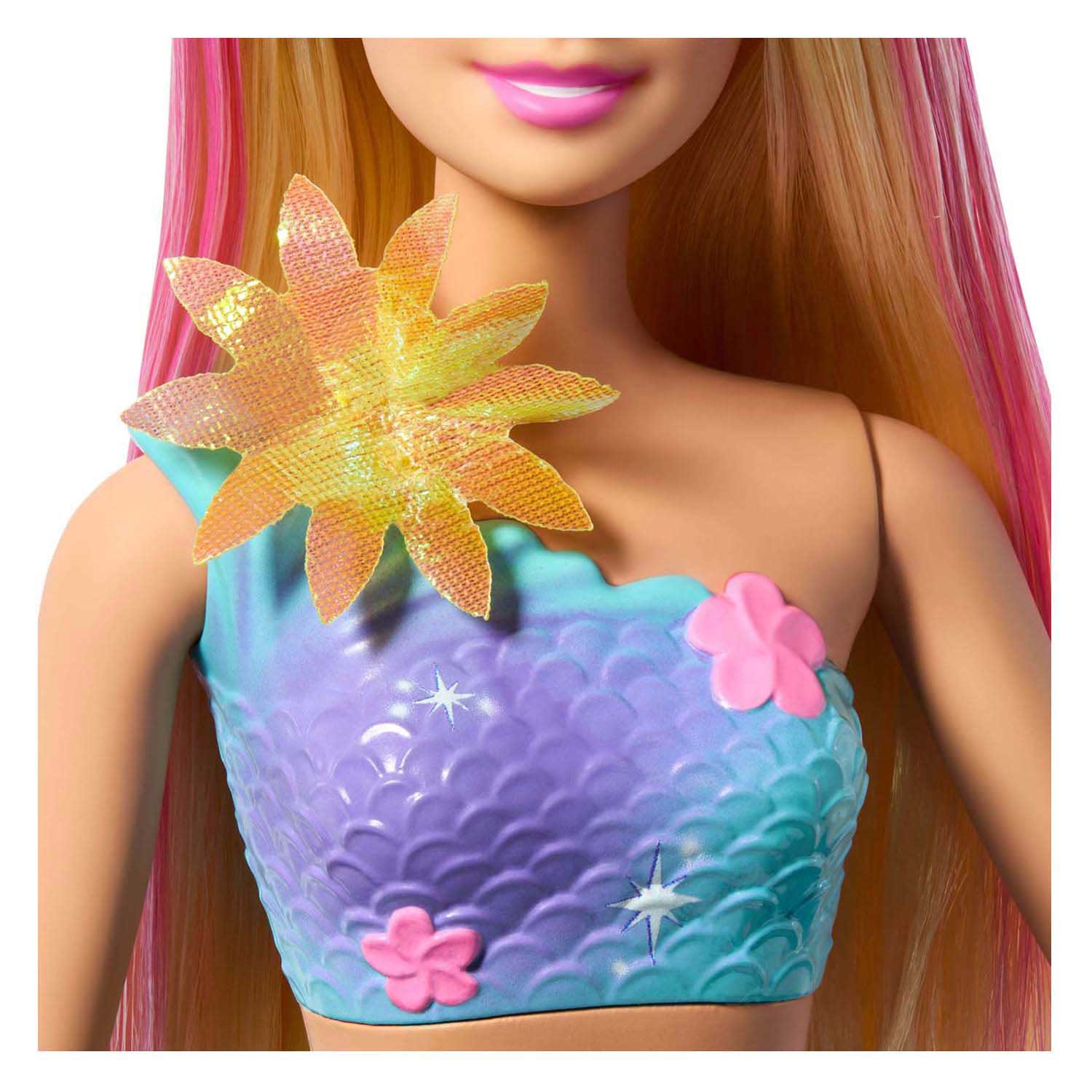 Barbie zeemeermin met magische bloemen blauw