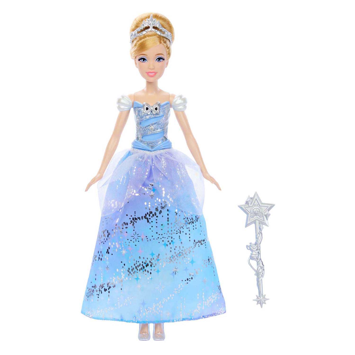 Mattel disney prinses assepoester – betoverende baljurk modepop met lichtshow en geluid