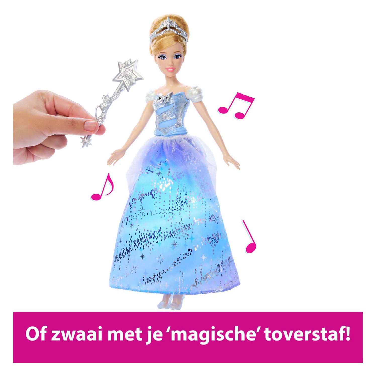 Mattel disney prinses assepoester – betoverende baljurk modepop met lichtshow en geluid