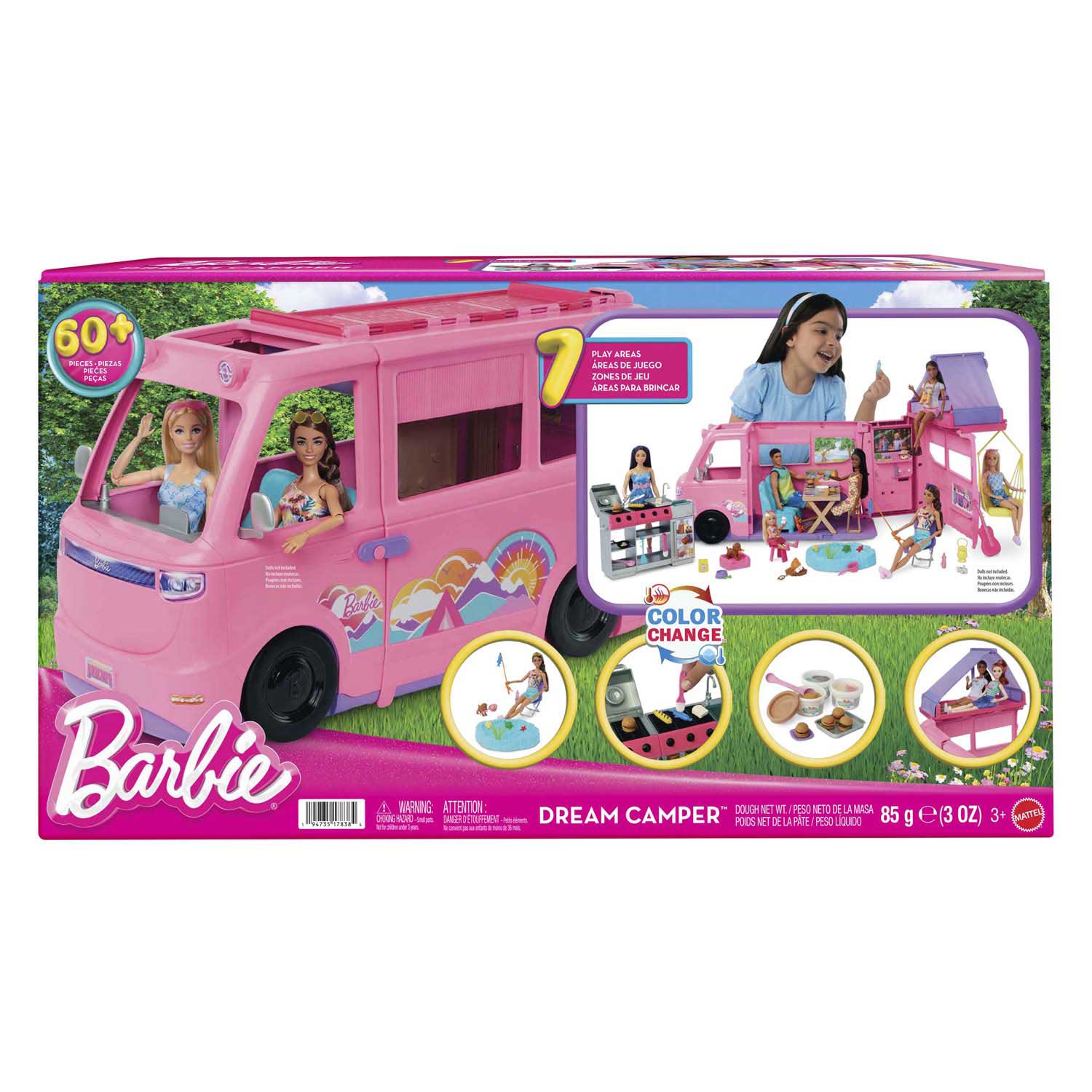Barbie droomcamper - speelset met daktent, barbecue en meer dan 60 accessoires