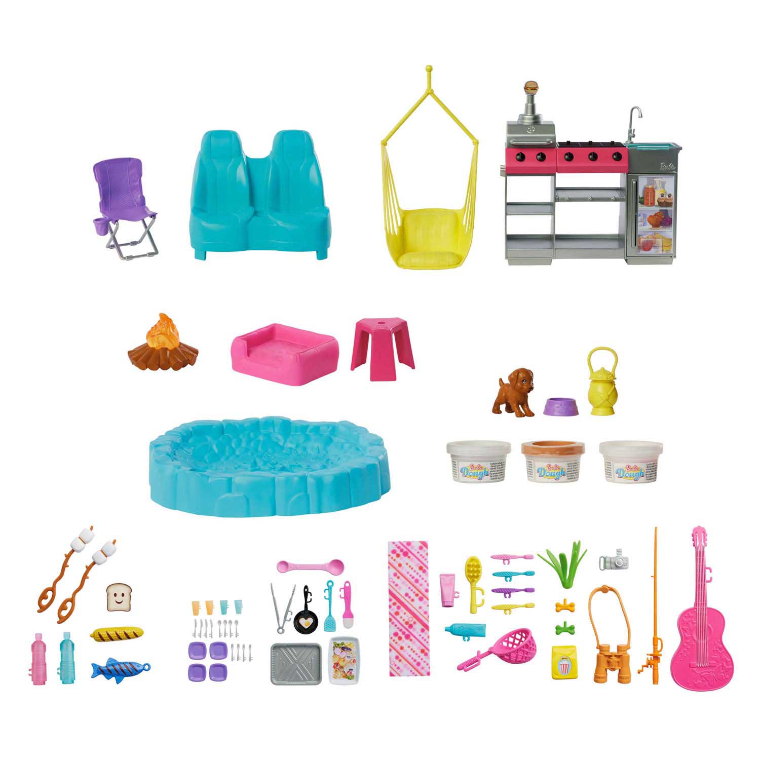 Barbie droomcamper - speelset met daktent, barbecue en meer dan 60 accessoires