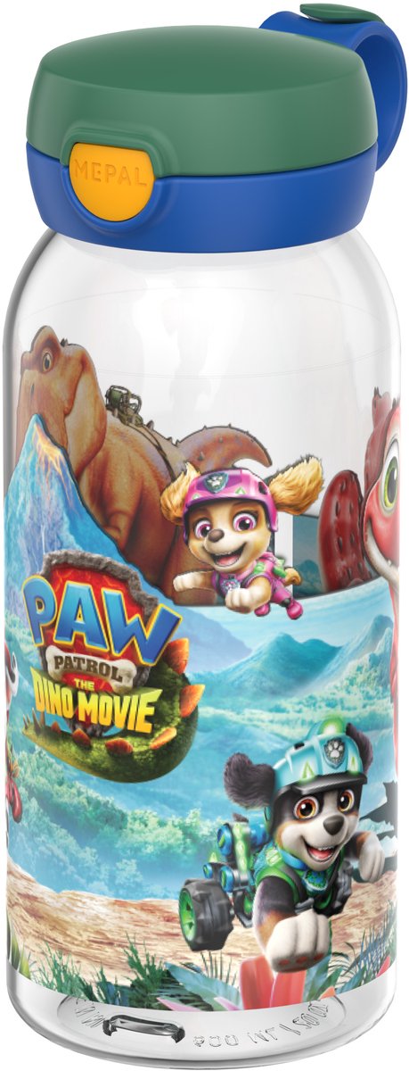 Mepal drinkfles met flipdop campus - 600 ml - waterfles kinderen - lekdicht - hygiënische deksel - paw patrol dino