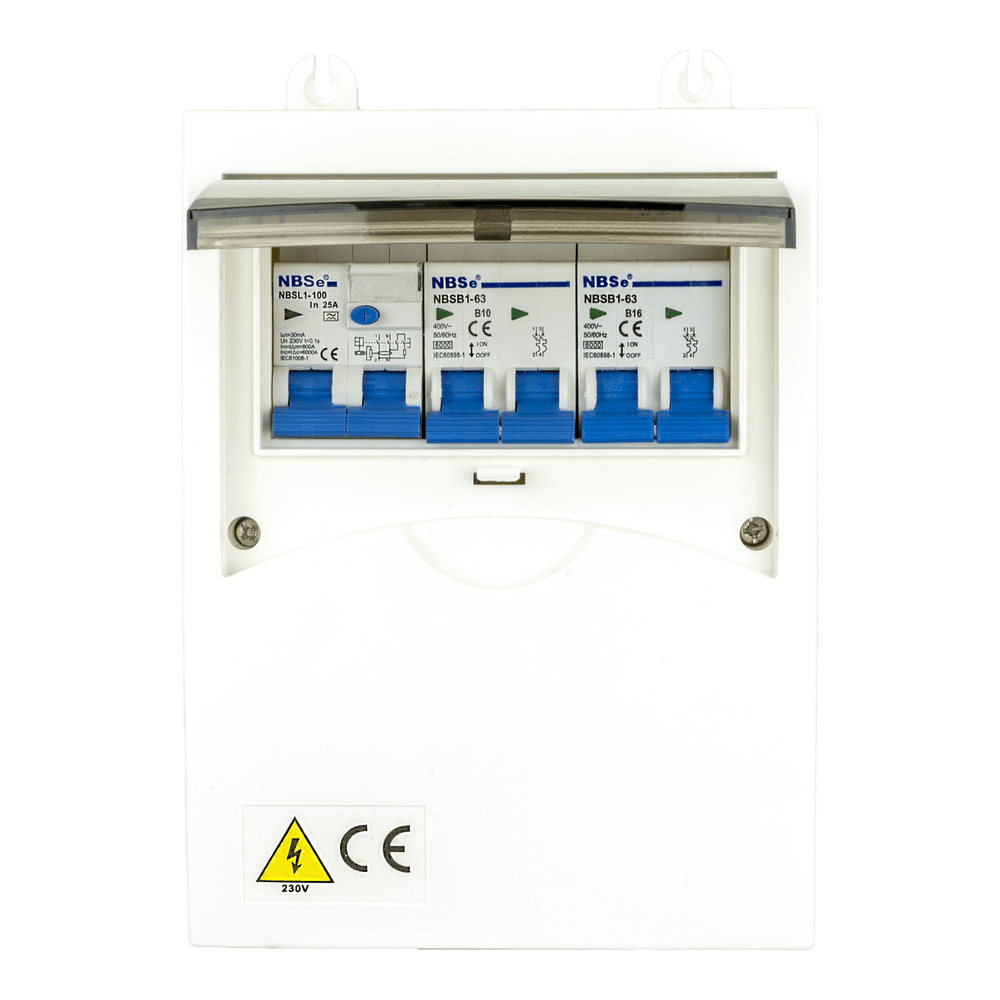 Ngk zekeriast 6-modules met dubbelpolige zekeringautomaten b10a en b16a en 30ma aardlekschakelaar